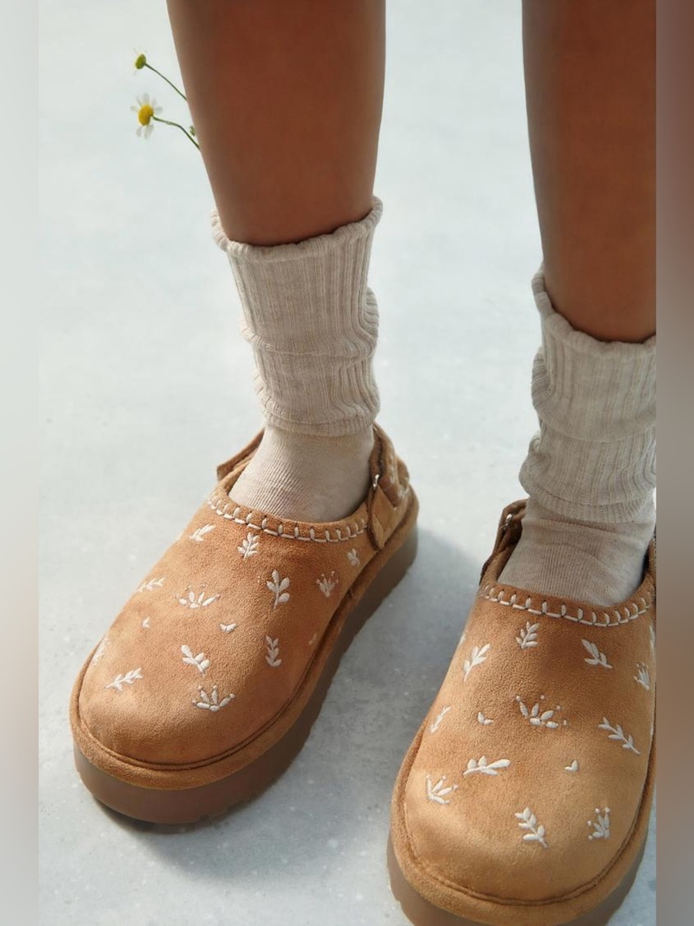 Zara Girl Embroidered Faux Fur Clogs